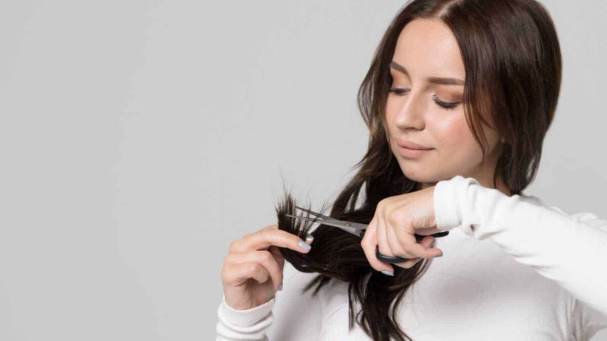 woman cutting hair