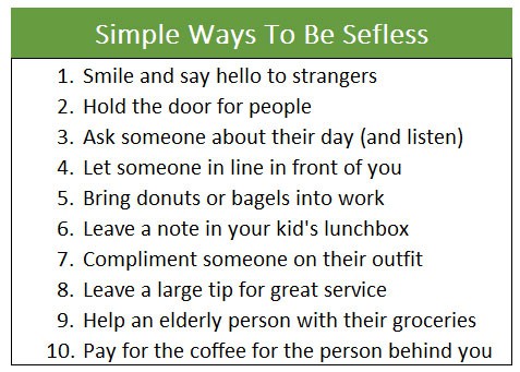 10 Ways To Be Selfless