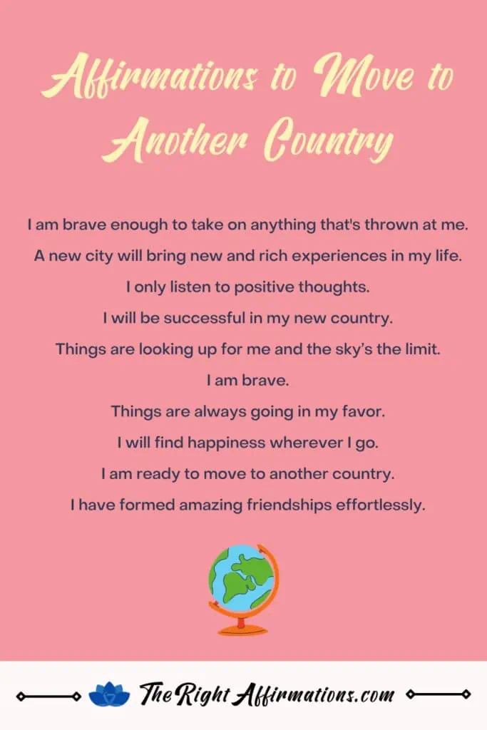 Affirmations to Move to Another Country pinterest